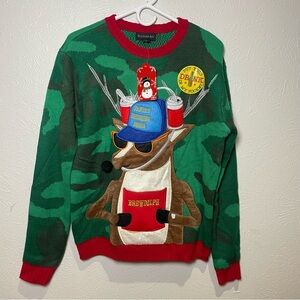 Blizzard‎ Bay “Brewdolphe” Men’s Camo Reindeer Ugly Christmas Sweater – NWT (M)